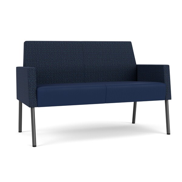 Lesro Mystic Lounge Reception Loveseat, Charcoal, RF Blueberry Back, MD Ink Seat, RF Blueberry Arm Panels ML1501 - main
